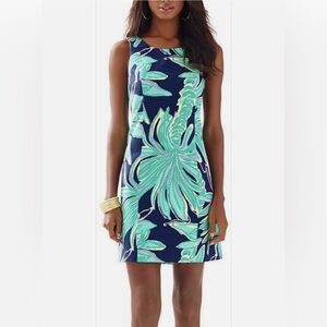 Lilly Pulitzer Cathy Tiger Palm Green Shift Dress Size 4